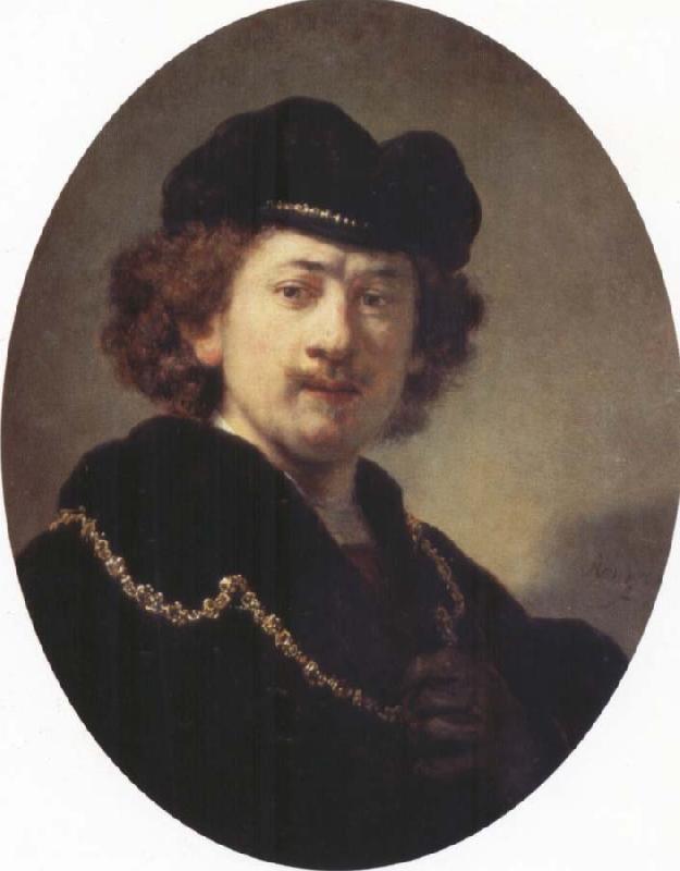 REMBRANDT Harmenszoon van Rijn Self-Portrait with Hat and Gold Chain oil painting image